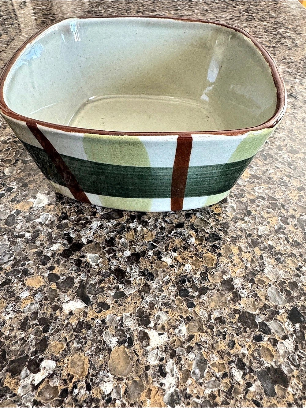 Blair Geometric Ceramic Small Serving Bowl 5" decorated by hand